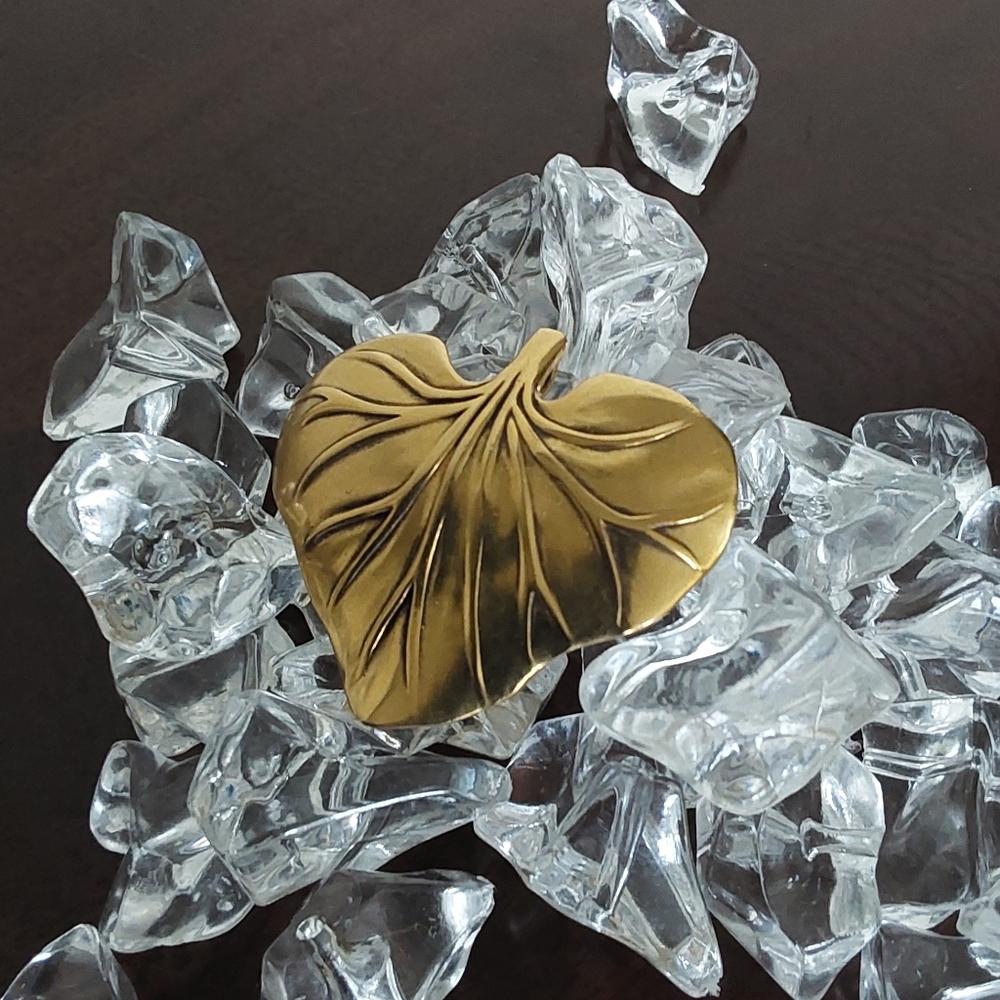 VINTAGE MMA TIFFANY Water Lily Pin and Pendant Gold Leaf Brooch